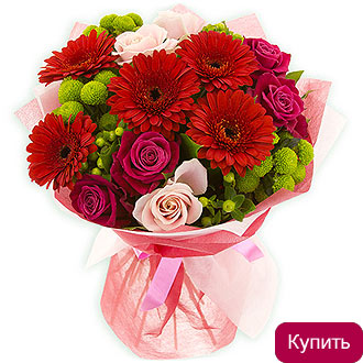 Розы и герберы в букете