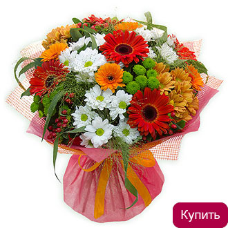 Хризантемы и герберы в букете