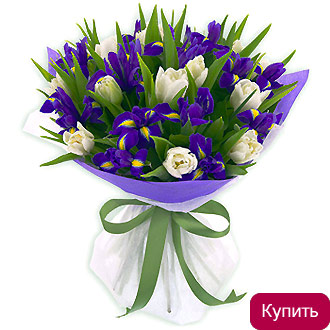 Тюльпаны и ирисы в букете